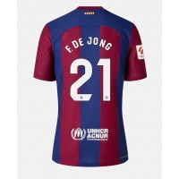 Camiseta Barcelona Frenkie de Jong #21 Primera Equipación para mujer 2023-24 manga corta